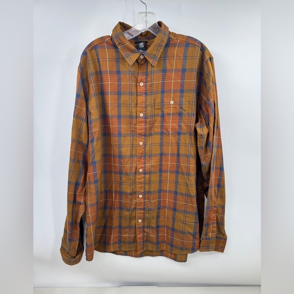 Mountain Hardwear Mens Long Sleeve Button Up Rust  Plaid Outdoor Shirt XL - Picture 1 of 5